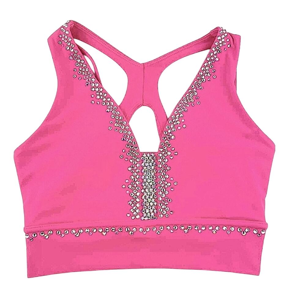 NFL NBA PRO CHEER DANCE AUDITION TOP SPORTS BRA CUSTOM RHINESTONED SMALL